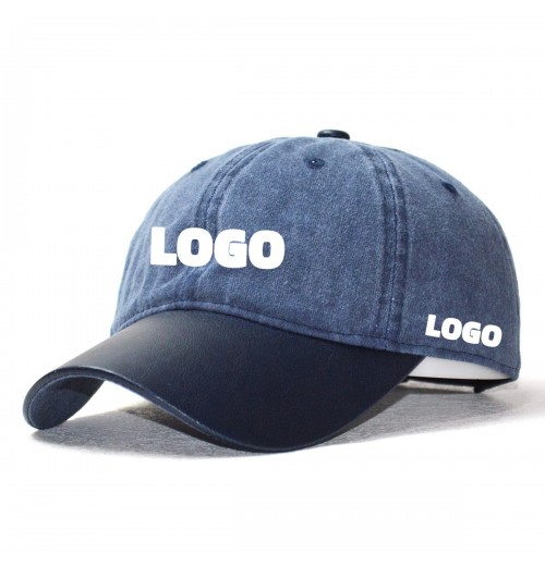 High Quality Leather Brim Patchwork Baseball Caps Custom Embroidery Logo Washed Vintage Distressed Cap 6 Panel Baseball Cap High Quality Leather Brim Patchwork Baseball Caps Custom Embroidery Logo Washed Vintage Distressed Cap 6 Panel Baseball Cap