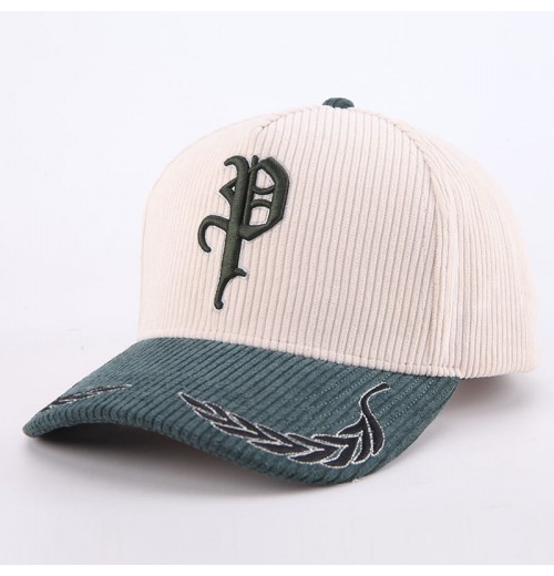 Custom Two Tone Mens Women Baseball Hat 5 Panel Embroidery Logo Green Corduroy Baseball Cap Custom Two Tone Mens Women Baseball Hat 5 Panel Embroidery Logo Green Corduroy Baseball Cap